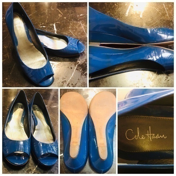 Cole Haan Nike Air Sandals Blue Patent Leather - Picture 1 of 8